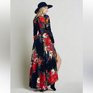 Free People Floral Maxi Long Sleeve Dress
